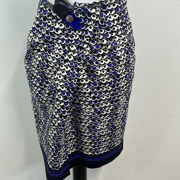 Ann Taylor Skirt size 10 Petite Black Purple Circles Dots Straight Knee Casual - Picture 8 of 10
